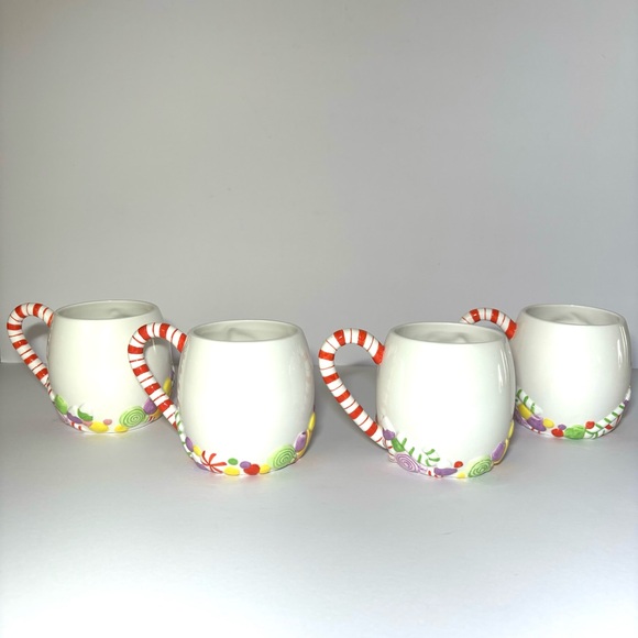 Winnie the Pooh Christmas Candyland Coffee Mug Set of 4 Ceramic Collectible - Picture 3 of 13